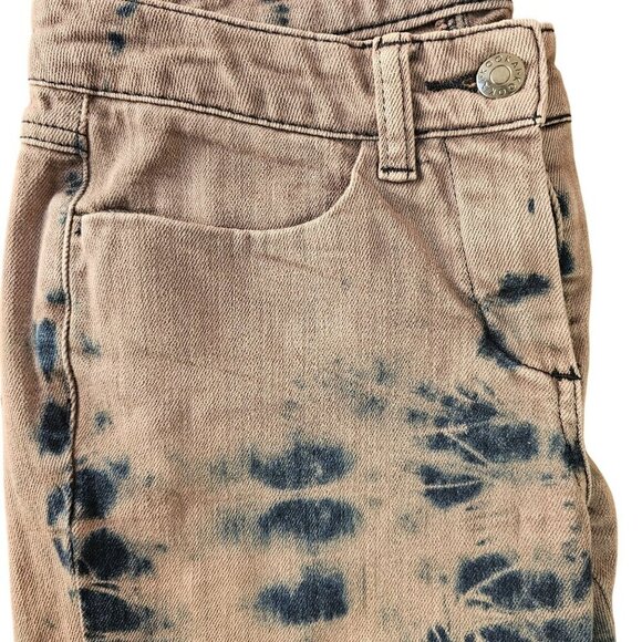 Kookai Paris Tie Dye Distressed Jeans Womens Sz 36 Low Rise Pale Pink Blue - Picture 9 of 10